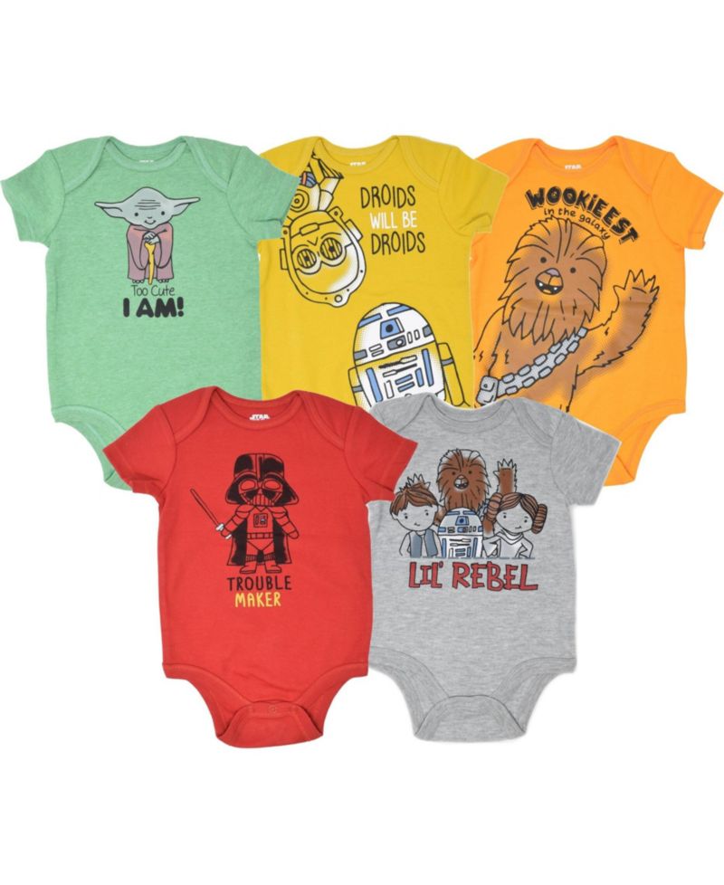Baby Boys (0-24 Months) 5-Pack Chewbacca Short-Sleeve Bodysuits