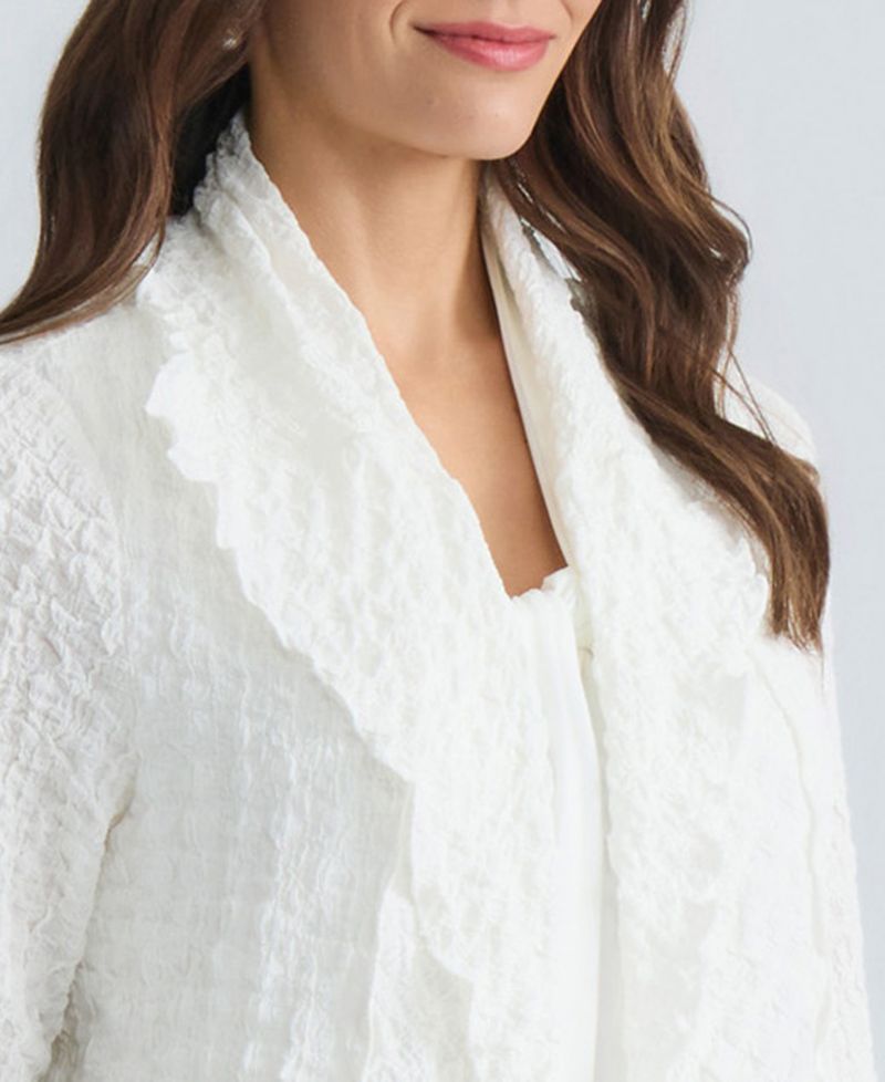 Women's 3/4-Sleeve Crinkle Knit Open-Front Jacket