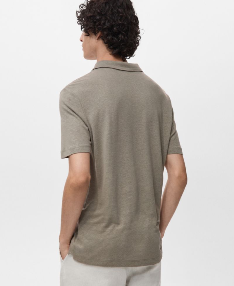 Men's Linen Blend Slim Fit Polo Shirt
