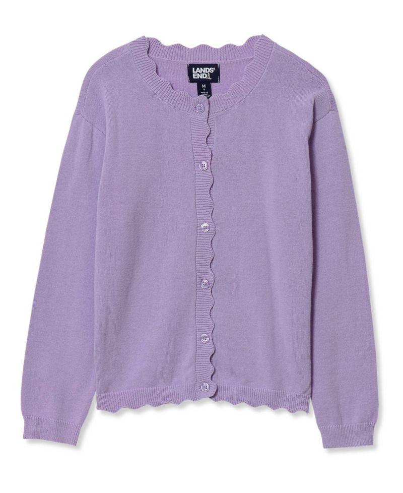 Little And Big Girls Scalloped Hem Cardigan Sweaters