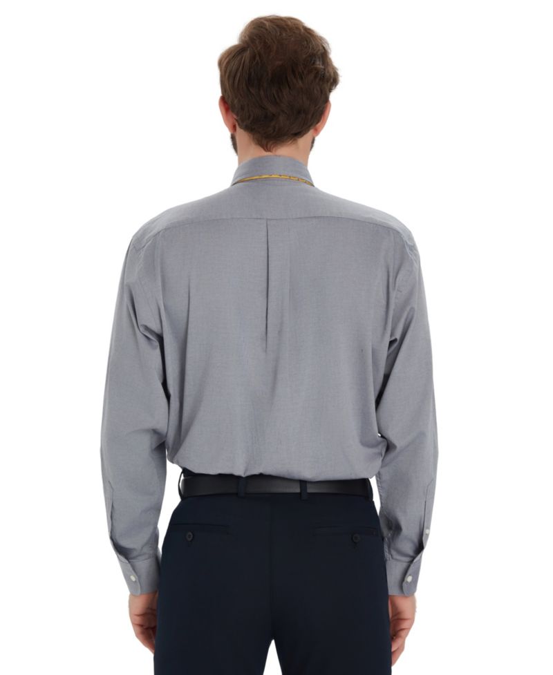 Men's Pinpoint Button Front Solid Dress Shirt