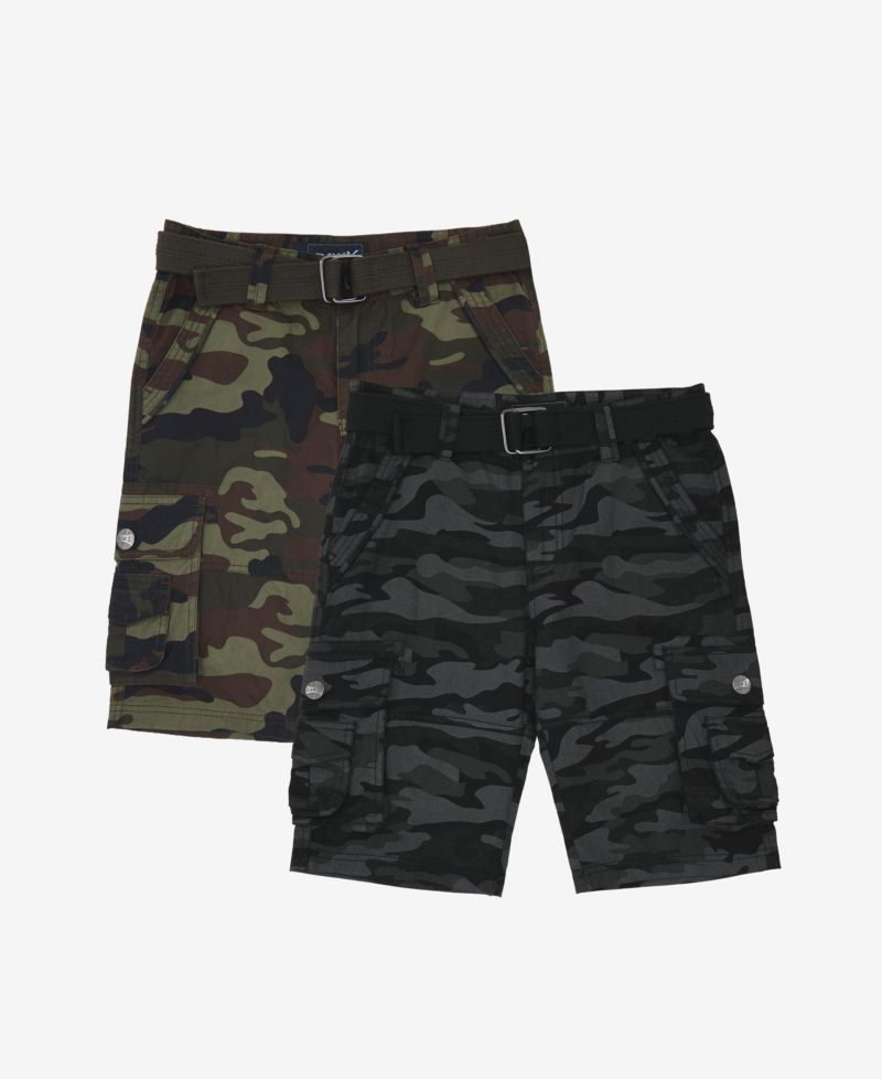 Boy's 2 Pack Combo Belted Twill Cargo Shorts