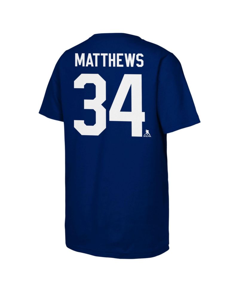 Big Boys and Girls Auston Matthews Blue Toronto Maple Leaf's Player Name & Number T-Shirt