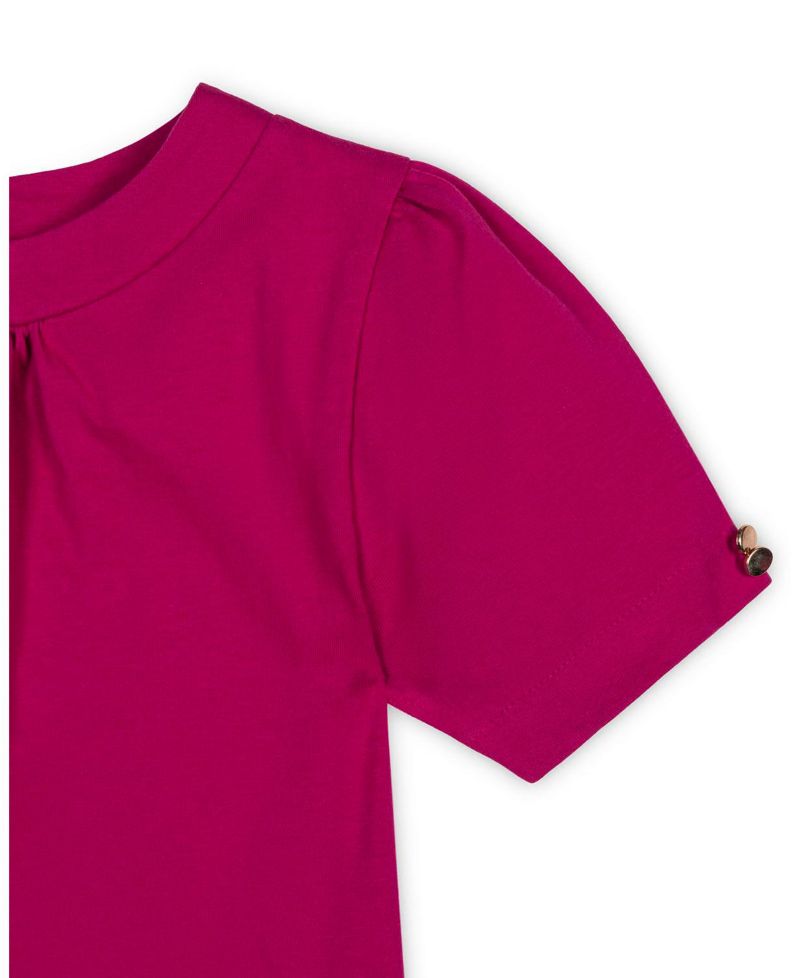 Little and Big Girls' XXS- L Organic Puff Sleeve Knit Top