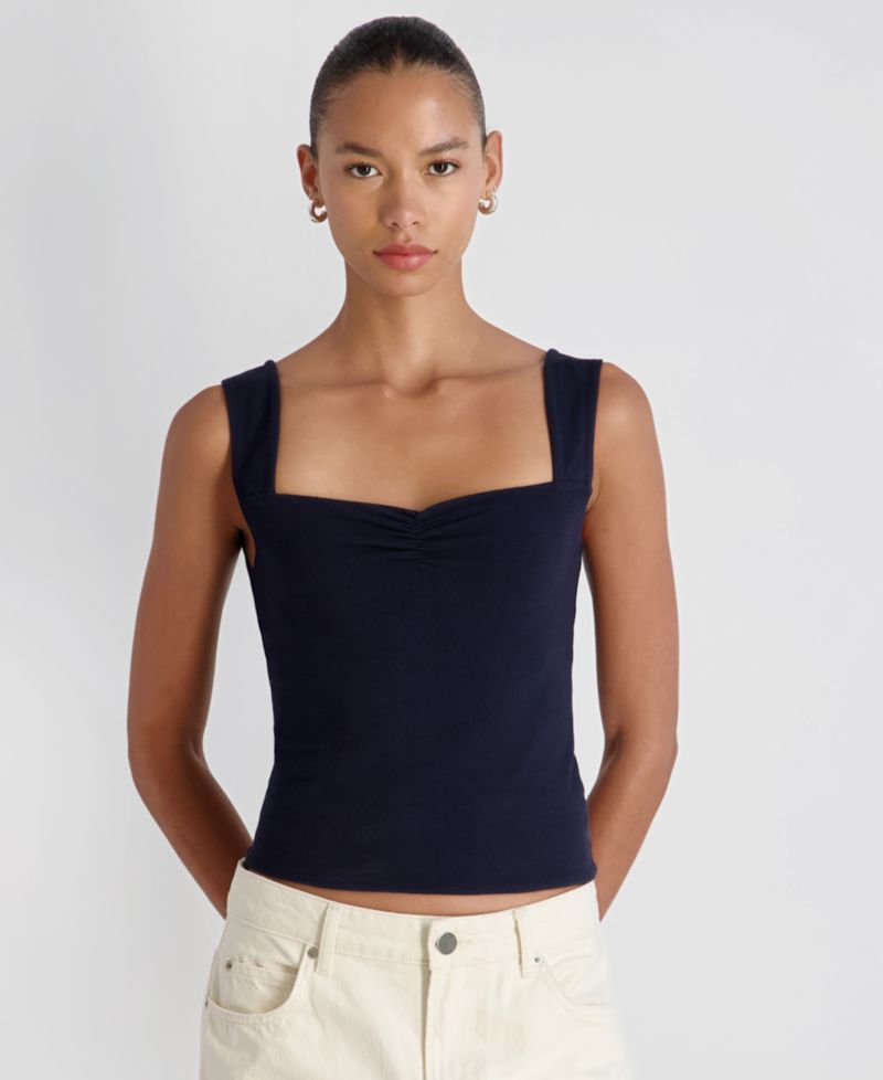Women's Maisie Ruched Front Fitted Sweetheart Tank Top