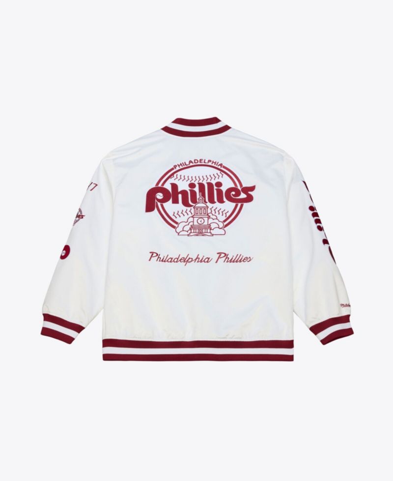 Men's White Philadelphia Phillies Cooperstown Collection Arctic Lightweight Satin Full-Snap Jacket