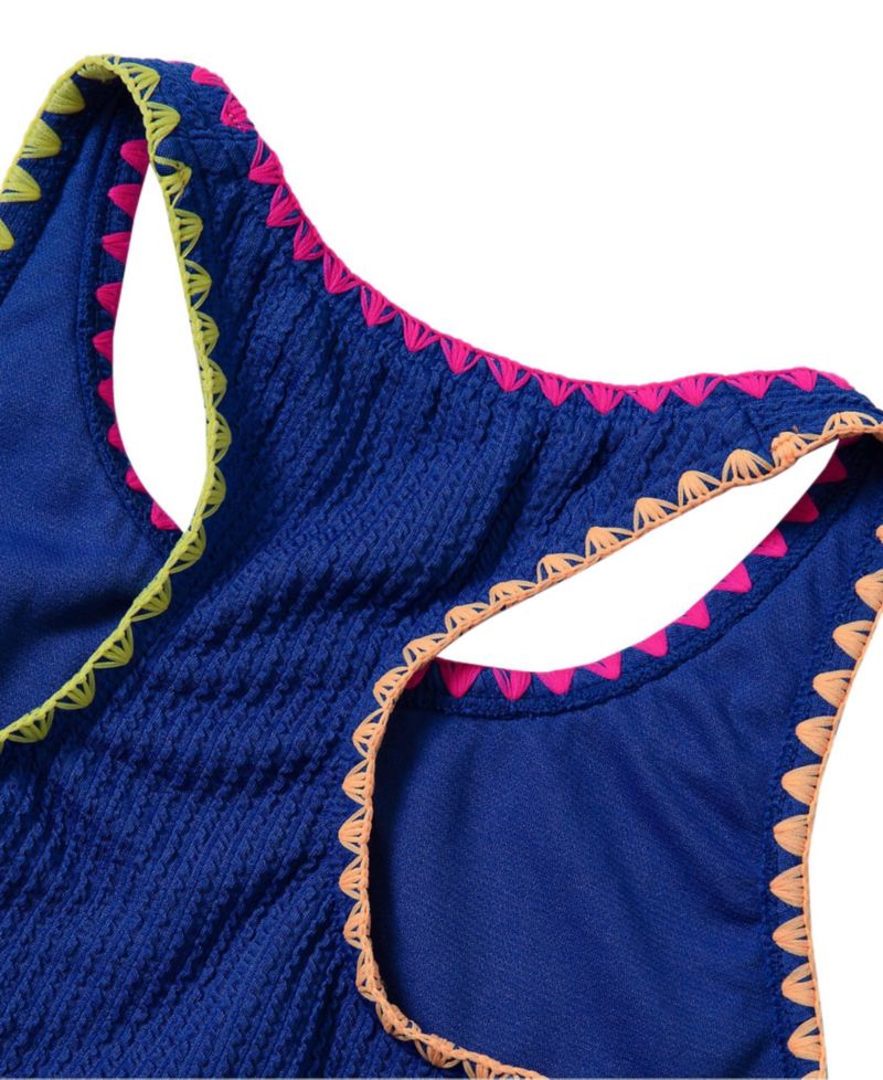 Girls Chlorine Resistant Embroidered Bikini Swimsuit Set