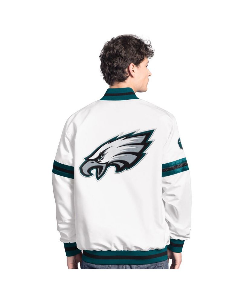 Men's White Philadelphia Eagles Scout Full-Snap Varsity Jacket