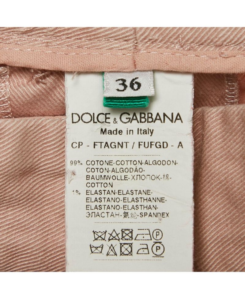 Women's Pre-Owned Dolce and Gabbana Pink Gabardine Skinny Trousers