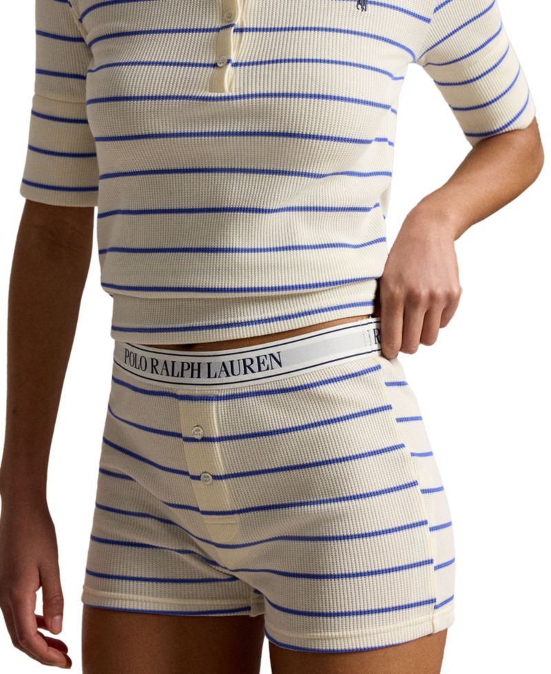 Women's Henley Sleep Top & Shorts, 2-Piece Set