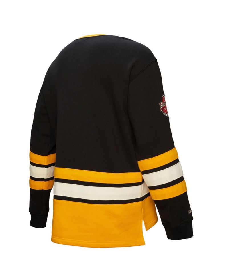 Men's Black Boston Bruins Heritage Lace-Up Pullover Sweatshirt