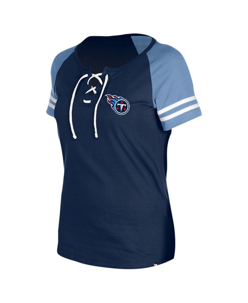 Women's Navy Tennessee Titans Lace-Up Raglan T-Shirt