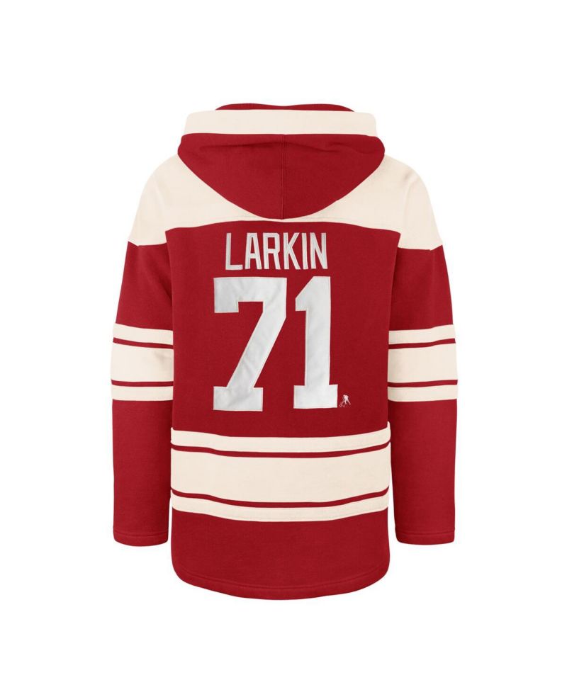 47 Brand Men's Dylan Larkin Red Detroit Red Wings Captain Patch Player Name & Number Lacer Pullover Hoodie