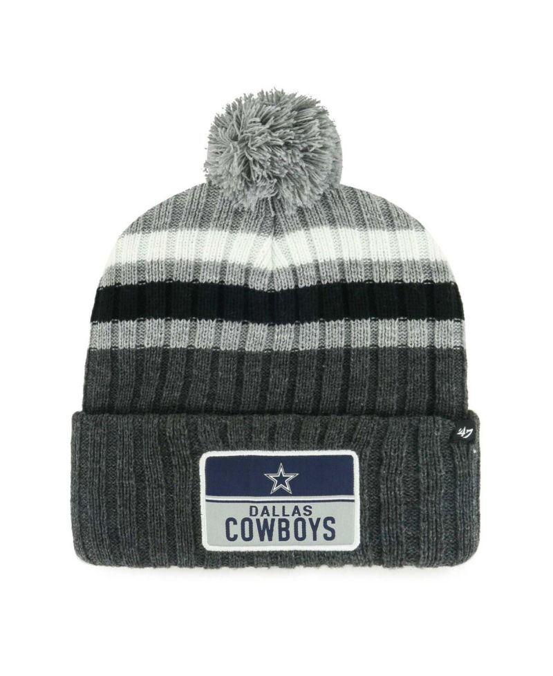 Men's Gray Dallas Cowboys Stack Cuffed Knit Hat with Pom