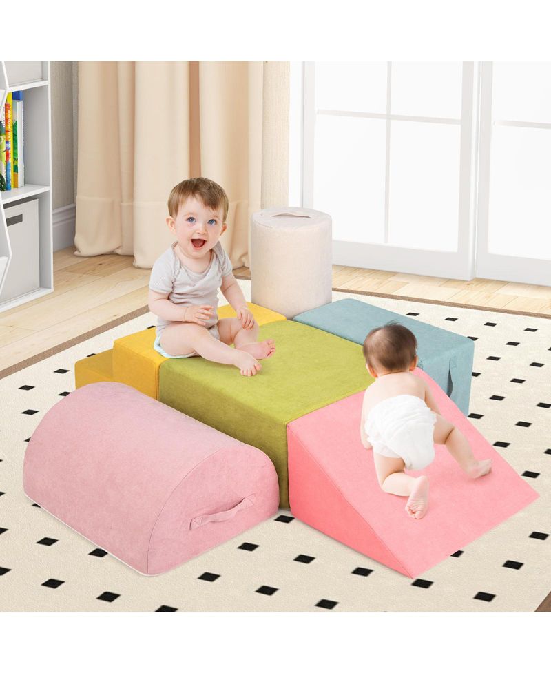 Kids 6-Piece Climbing Blocks with 30D High-Density Foam and Carrying Handles