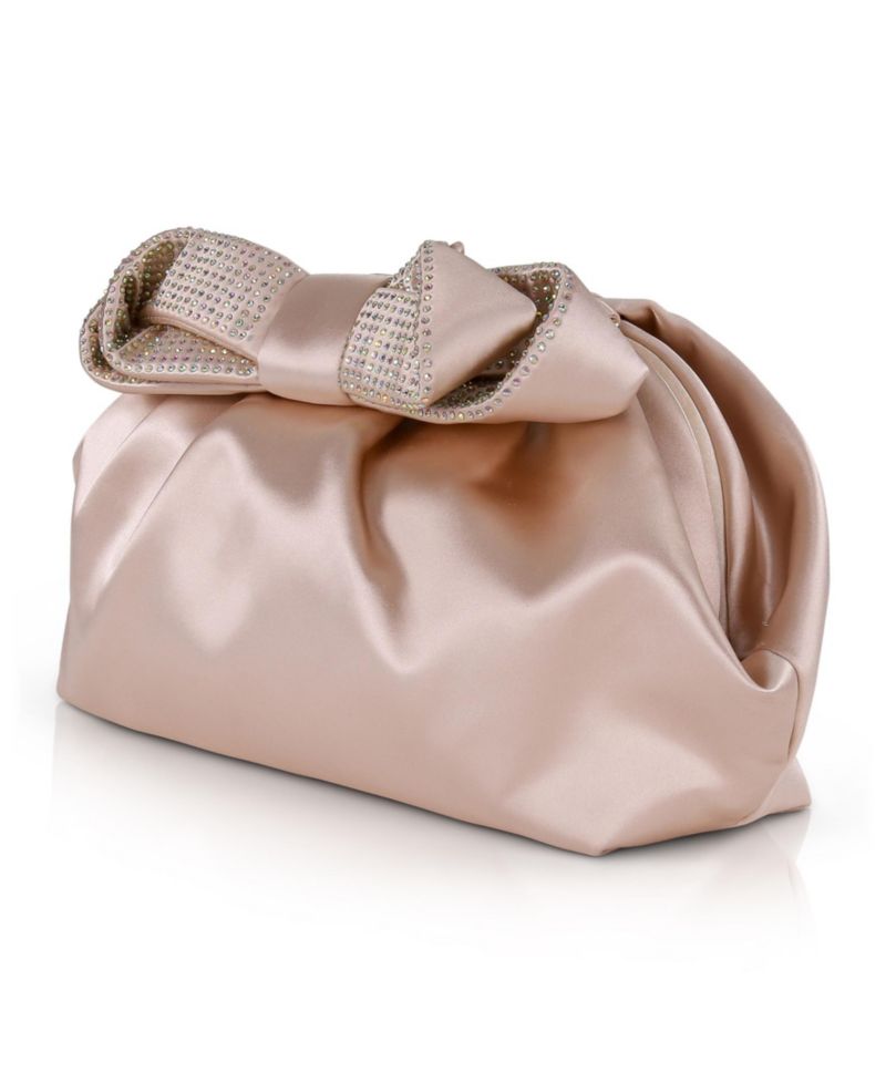 Woman's Posey Satin Bow Pouch Clutch