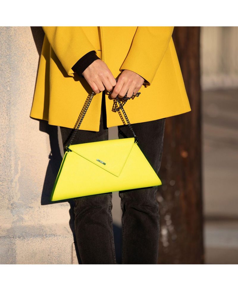 Yellow Purse Saffiano Leather Clutch Bag Unique Evening Purse Women's Handbag