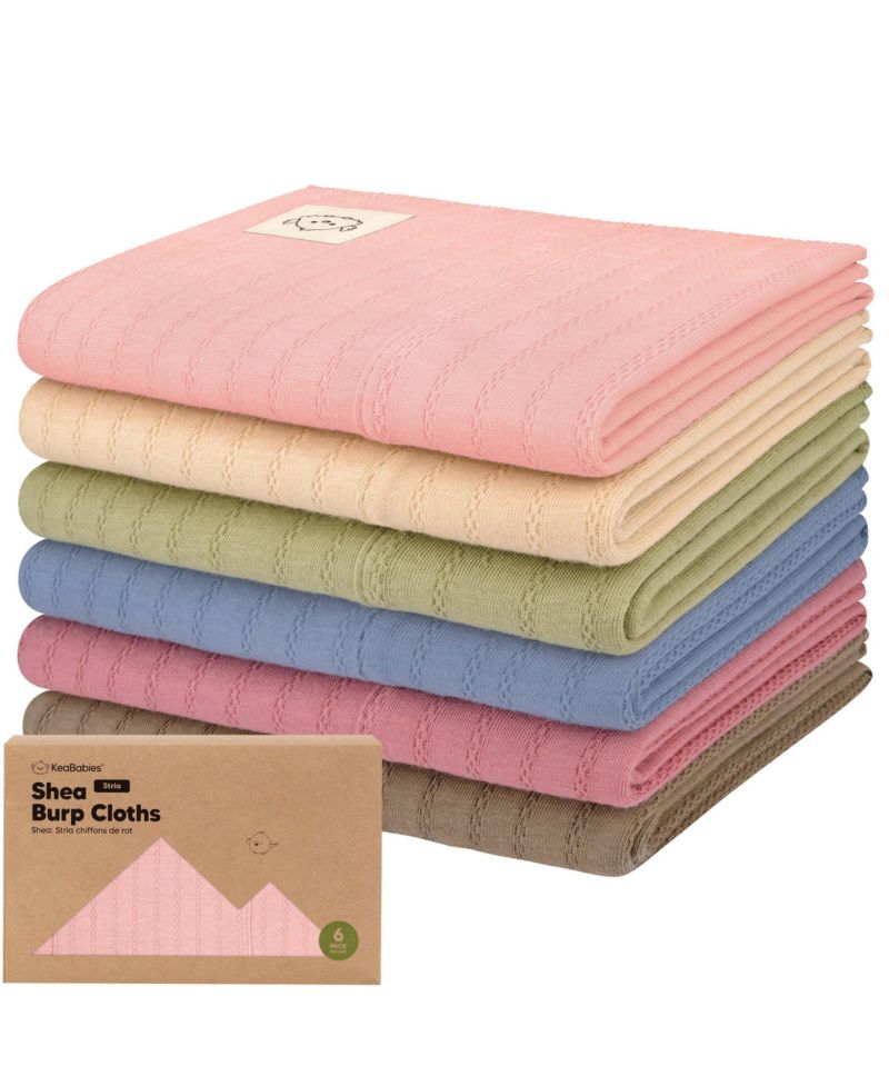 6pk Shea Baby Burp Cloths, Cotton Burping Cloths for Babies, Boys, Girls, Soft & Absorbent Spit Up Rag