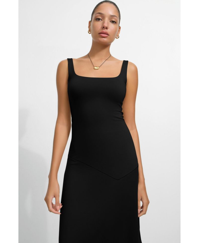Women's Margot Square-Neck Fitted A-Line Jersey Midi Dress