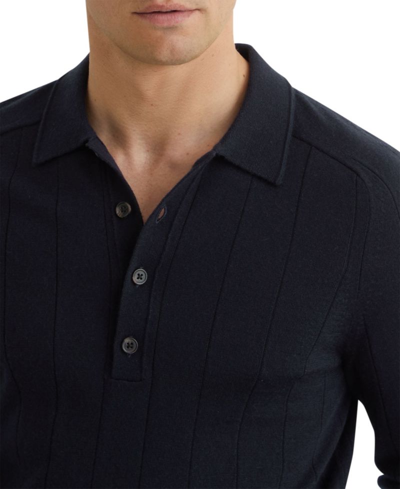 Men's Greyson Merino Wool Wide-Rib Polo Shirt