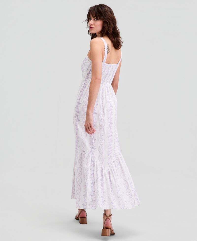 Women's Printed Eyelet Cotton Maxi Dress