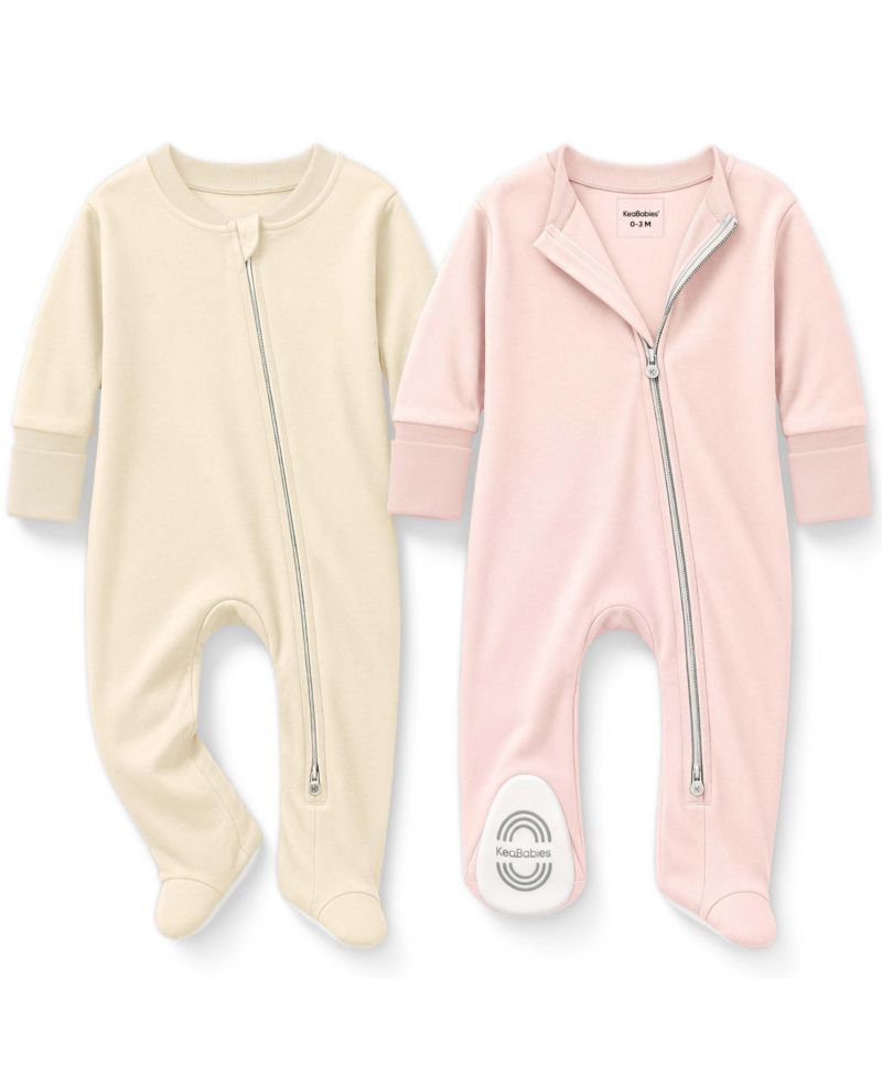 Soothe Sleep N' Play Footed Pajama, 2-Pack Cotton Baby Sleepers 0-9 Months, Soft Newborn Sleepers with Mitten Cuffs