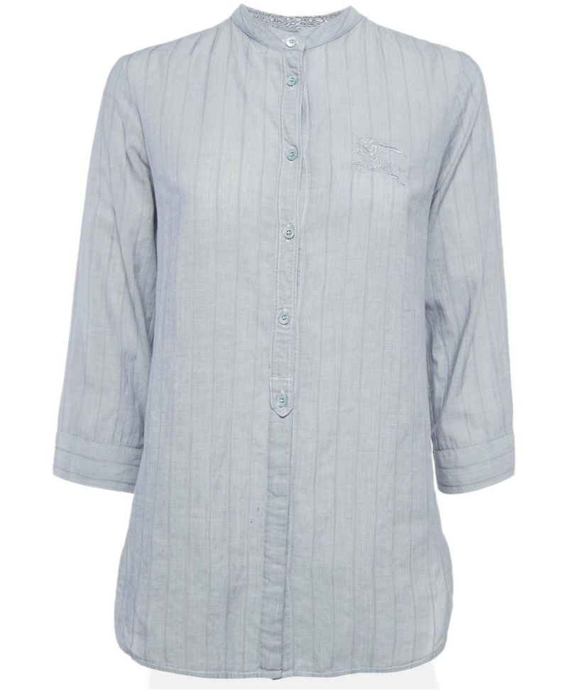 Women's Brit Grey Pinstripe Button Front Blouse