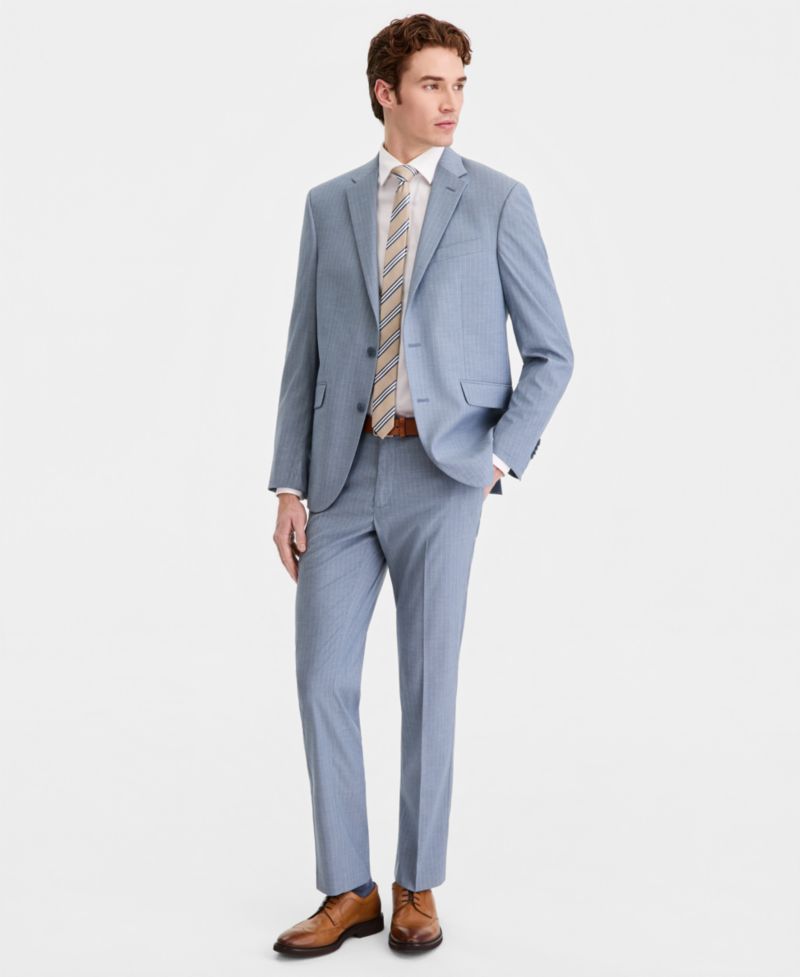 Men's Pinstripe Slim-Fit Techni-Cole Suit Separate Pants
