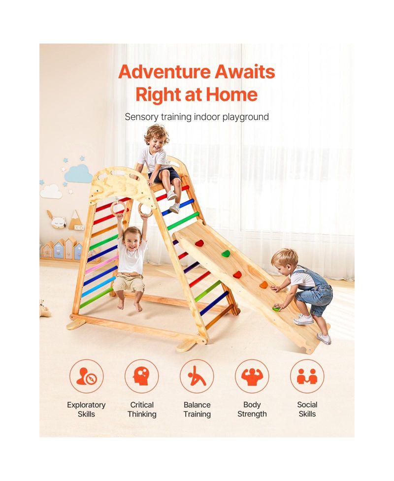 Ages 2-6 4-in-1 Wooden Indoor Jungle Gym