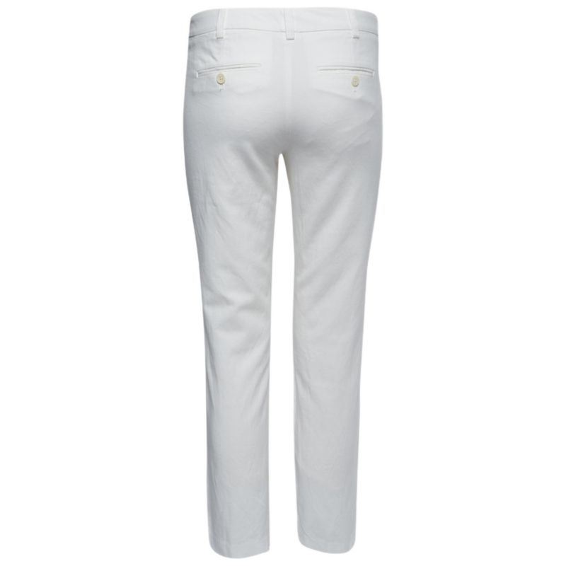 Women's White Cotton Blend Trousers