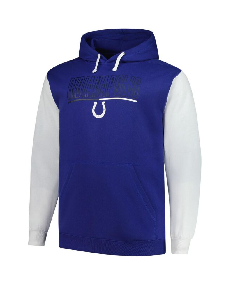 Men's Royal Indianapolis Colts Big & Tall Outline Pullover Hoodie