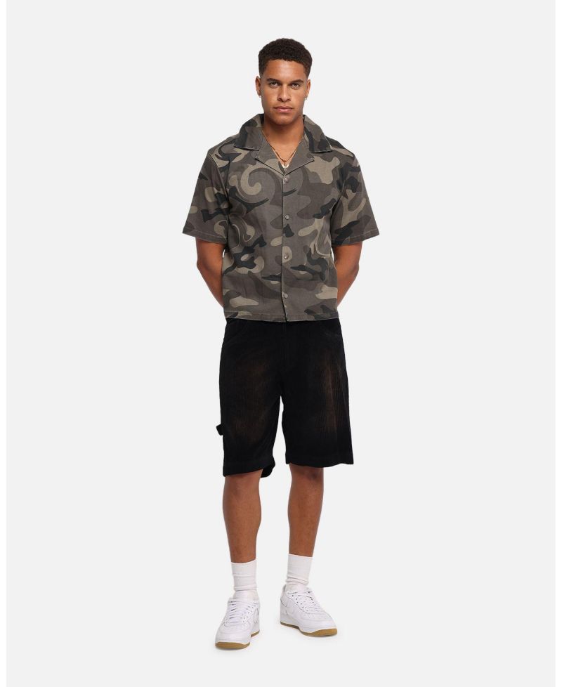 Men's Washed Camo Button Up Shirt Camo