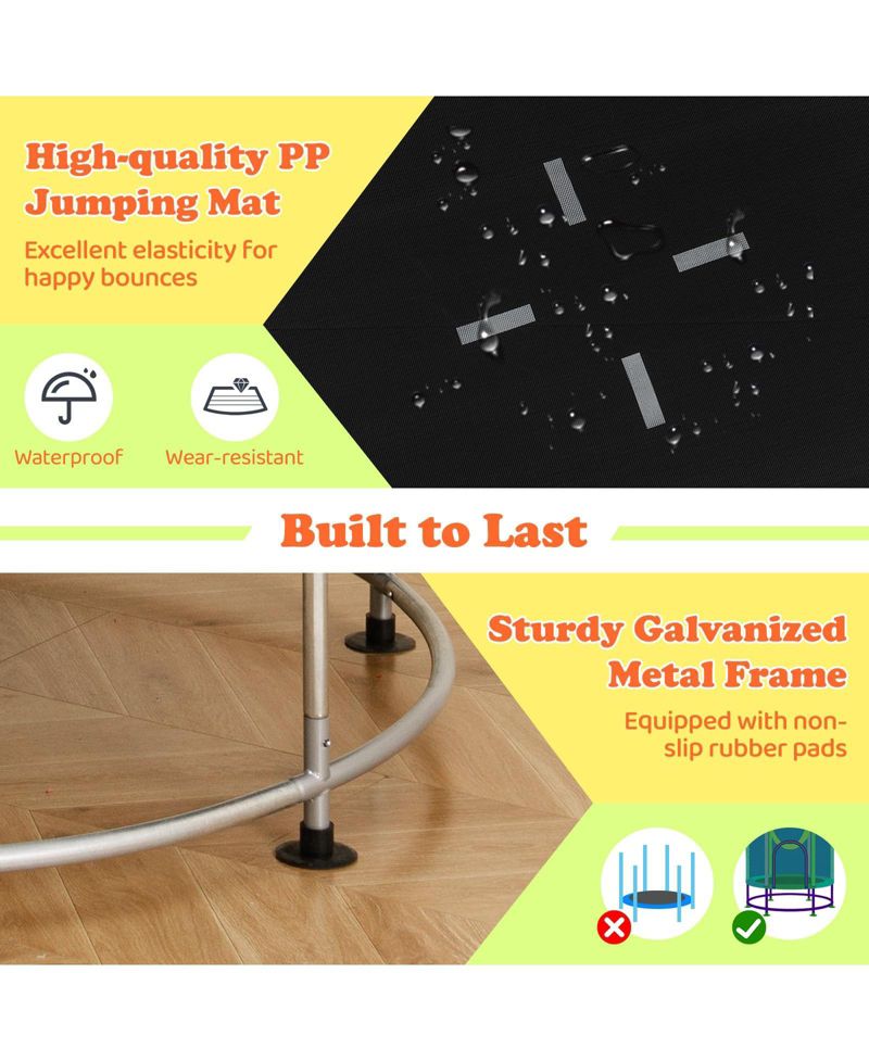 Kids Ages 3-6 6-in-1 Trampoline with Safety Net