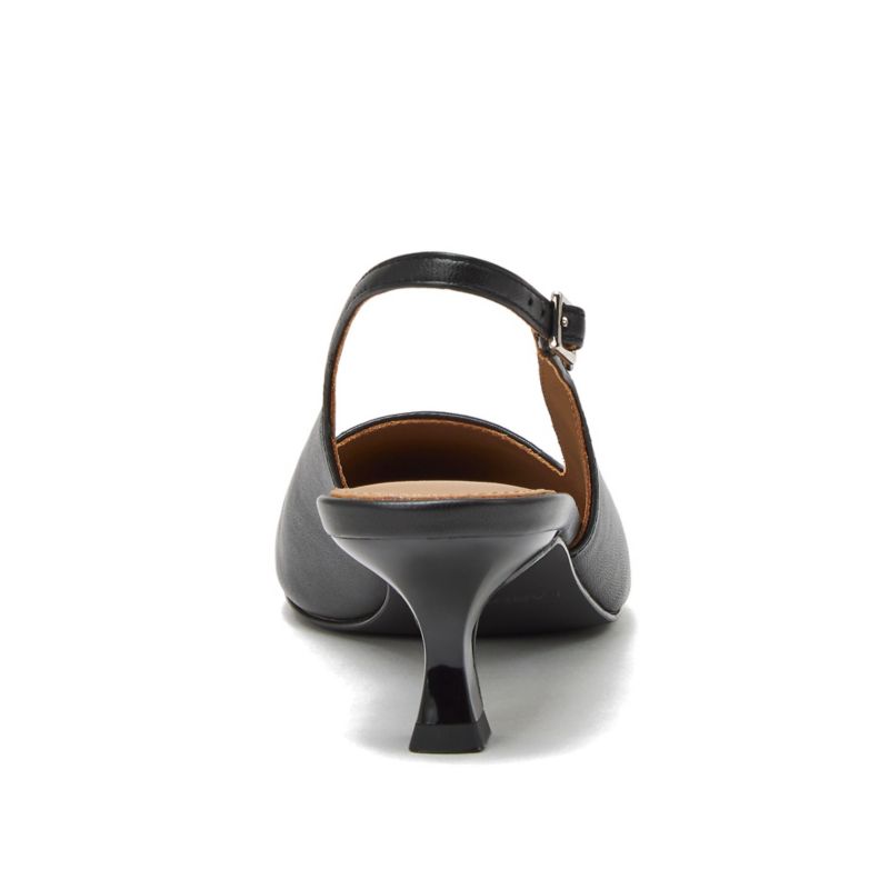 Women's Leather Slingback Cap Toe Kitten Heels