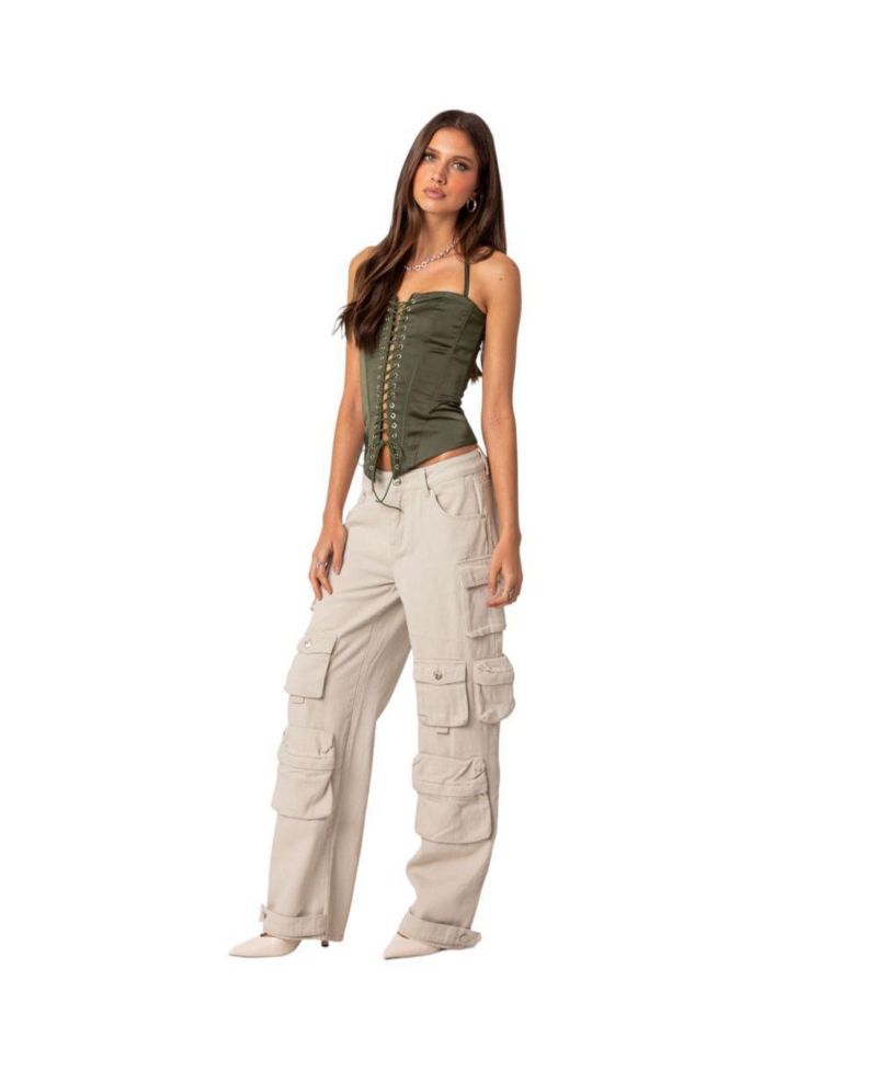 Women's Oversize Boyfriend Cargo Jeans with Pockets