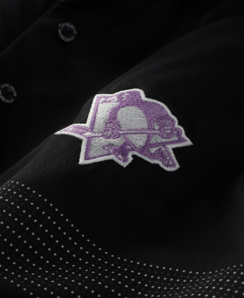 Men's Black Pittsburgh Penguins Hockey Fights Cancer Draft Day Mason Polo Shirt