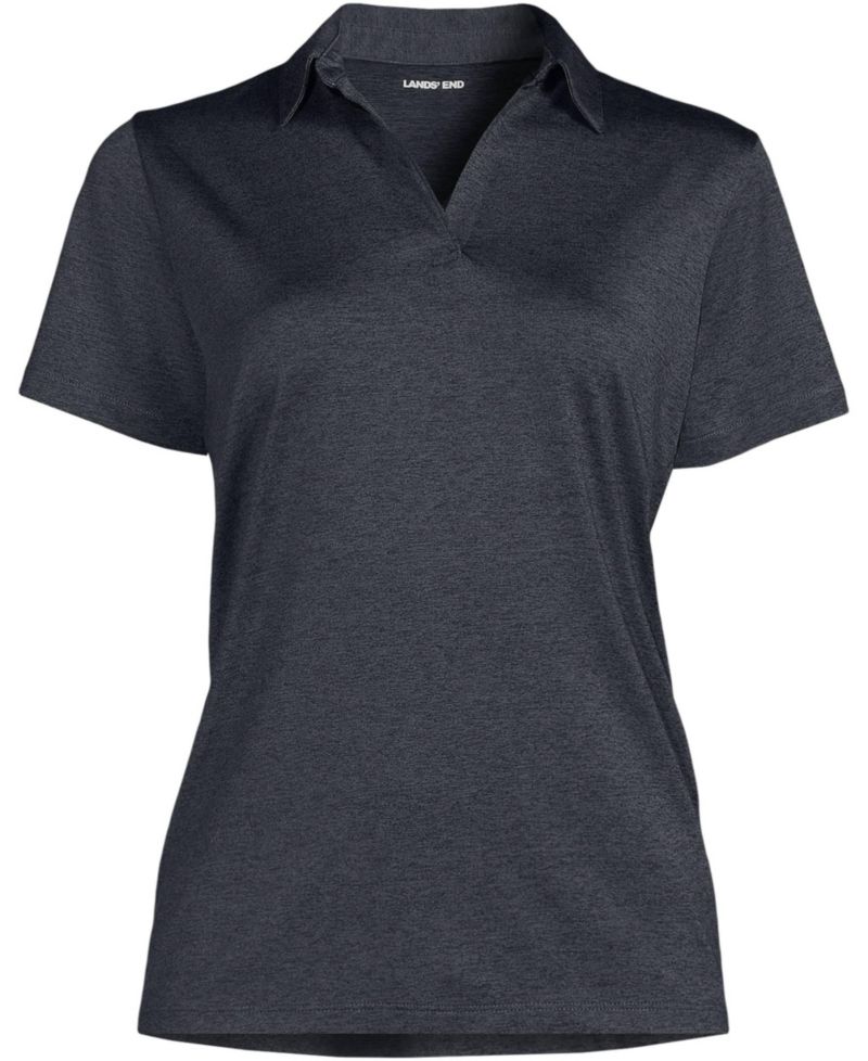 Women's Rapid Dry Short Sleeve Space Dye Sport Neck Polo Shirt