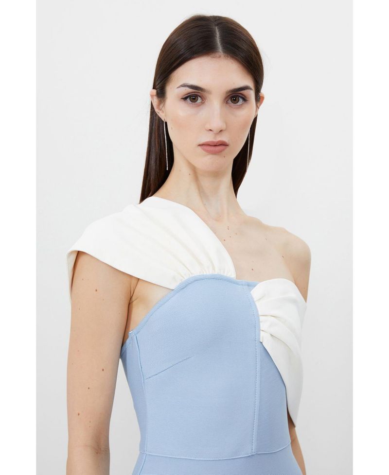 Women's Asymmetric Strap Knit Midi Dress