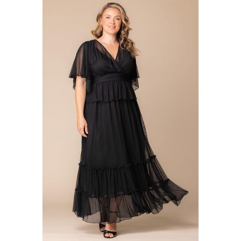 Plus Size Graceful Tiered Mesh Gown