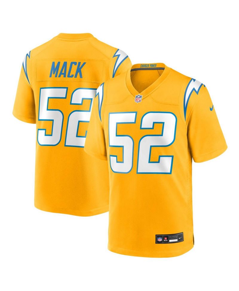 Men's Khalil Mack Gold Los Angeles Chargers Alternate Charger Power Game Player Jersey