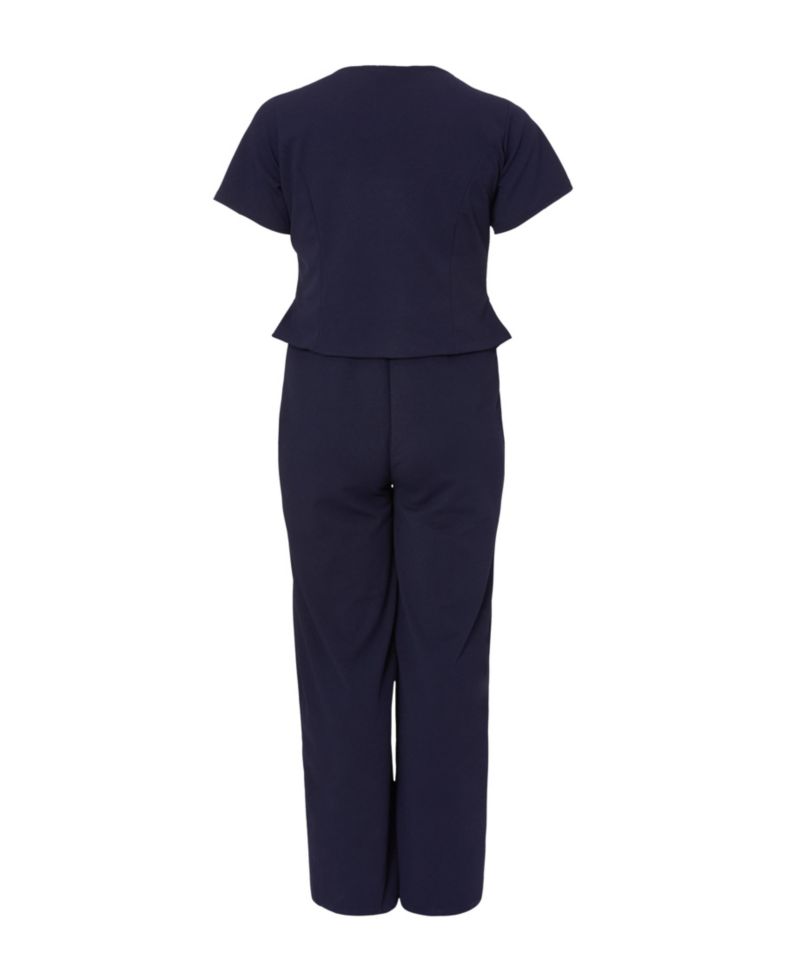 Women's Plus Size Palazzo Button Front Jumpsuit