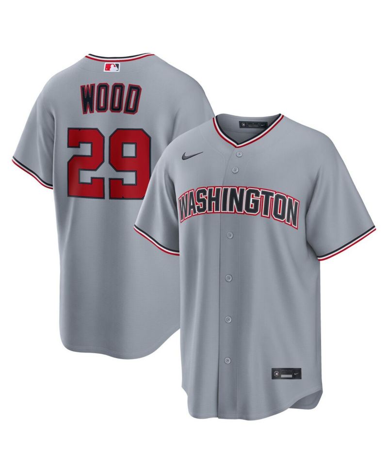 Men's James Wood Gray Washington Nationals Road Replica Jersey
