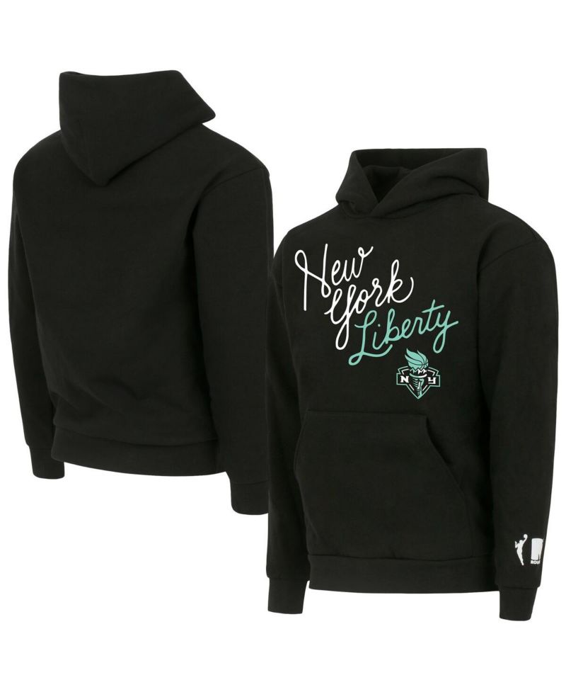 Men's and Women's Black New York Liberty Script Pullover Hoodie