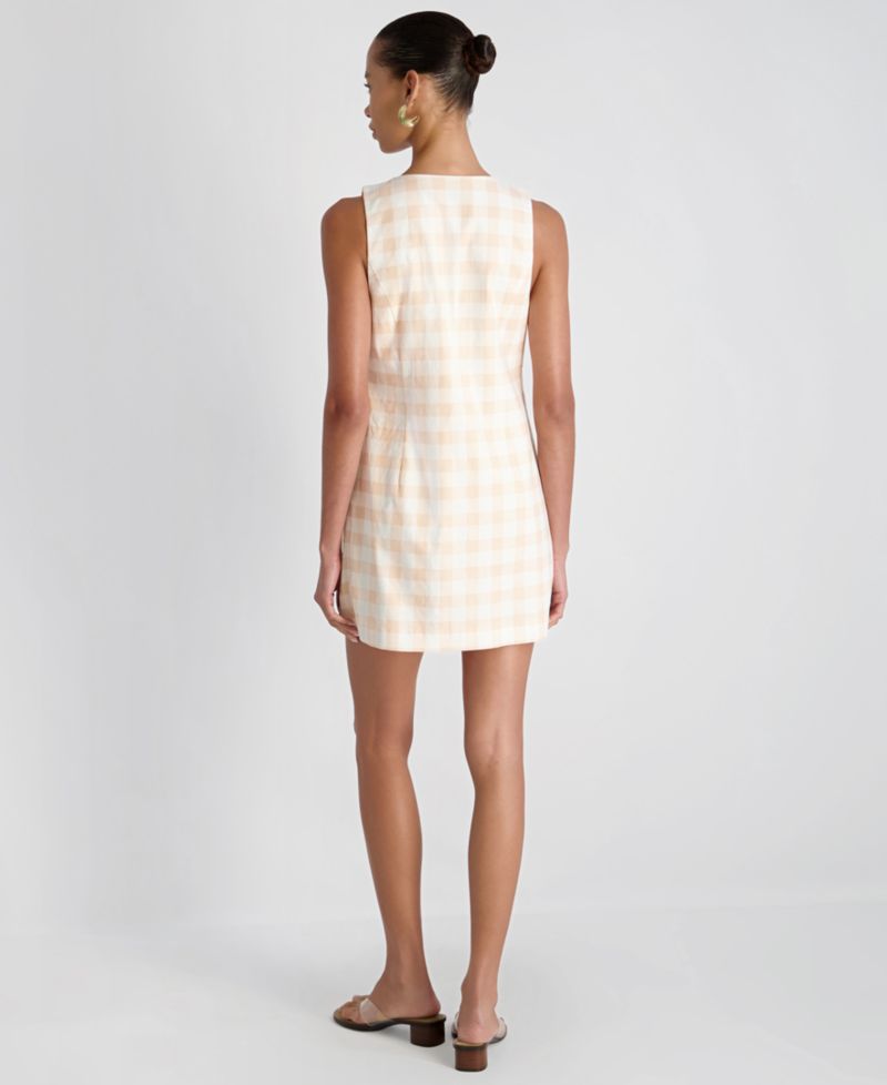 Women's V-Neck Gingham Mini Dress
