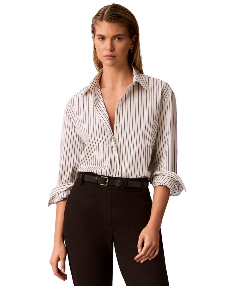 Women's Striped Collared Neck Shirt