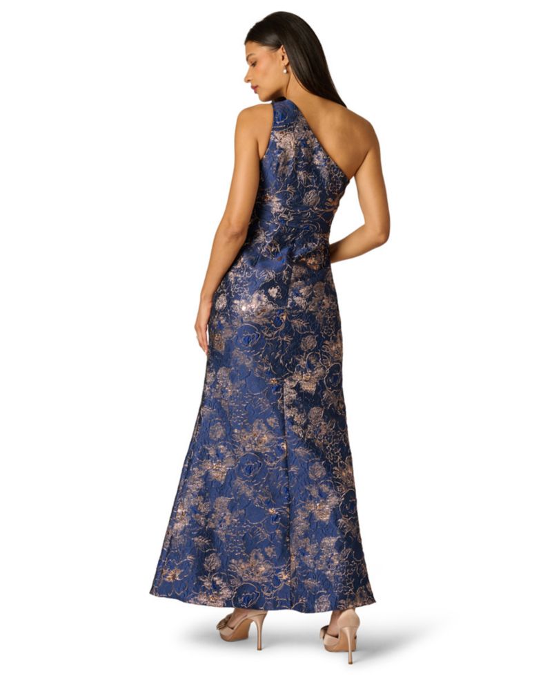 Petite One-Shoulder Side-Slit Gown