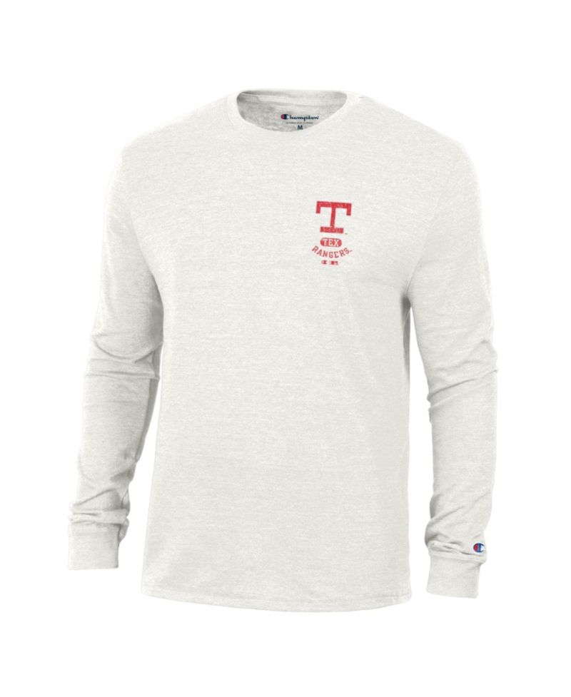 Men's Texas Rangers Cooperstown Winning Tradition Distressed Tri-Blend Crew-Neck Long-Sleeve T-Shirt