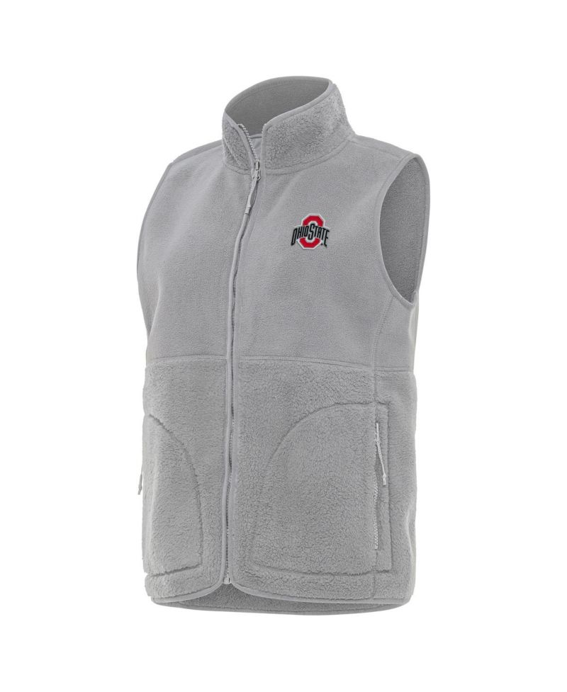Women's Gray Ohio State Buckeyes Nostalgic Full-Zip Vest