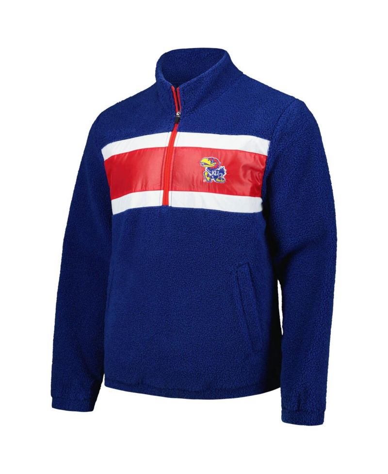Men's Navy Kansas Jayhawks Pinch Runner Half-Zip Sweatshirt