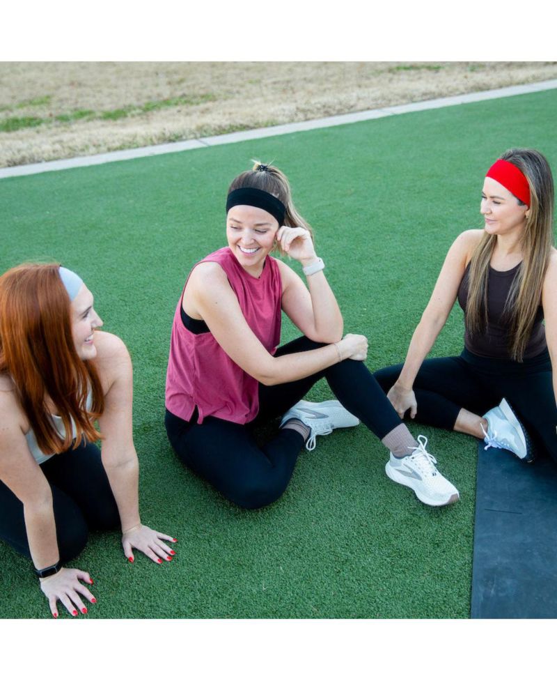 Women's Pack of Wide Training Headbands - Red + Grey + Black